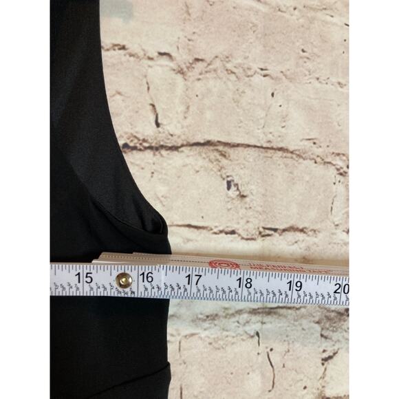 Grace Hill Midi Dress Womens 14 Black LBD Beaded Draped Ruched Sleeveless Sheath - Picture 14 of 15